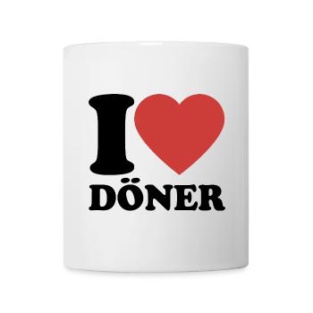 I Love Döner - Herz - Fast Food - Geschenk - Tasse - Weiß - Vorne