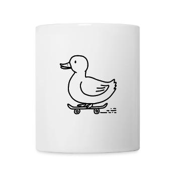 Drôle de canard sur un skateboard pour les skateurs - Mug blanc - blanc - Devant