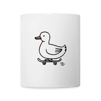 Drôle de canard sur un skateboard pour les skateurs - Mug blanc - blanc - Devant