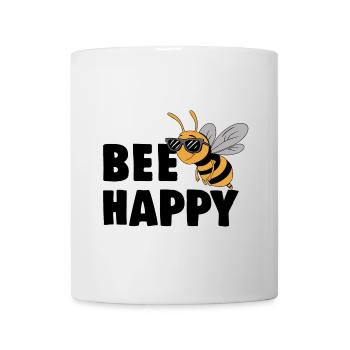 Lustige Biene mit Spruch Bee Happy - Tasse - Weiß - Vorne