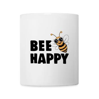 Lustige Biene mit Spruch Bee Happy - Tasse - Weiß - Vorne