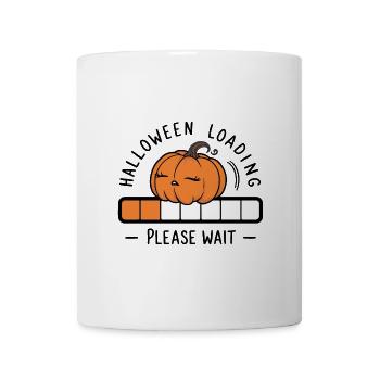 Kürbis Spruch Halloween Loading Please Wait - Tasse - Weiß - Vorne