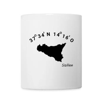 Sizilien Koordinaten Italien Urlaub Sicilia Idee - Tasse - Weiß - Vorne