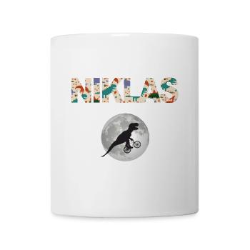 NIKLAS - Beautiful boy name with dinosaur - Mug - white - Front
