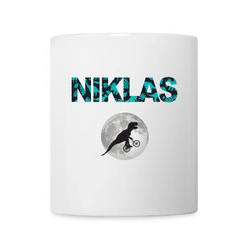 NIKLAS - Schöner Jungen Name mit Dinosaurier - Tasse - Weiß - Vorne