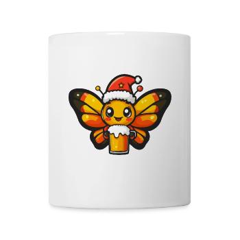 Schmetterling Weihnachten Bier - Tasse - Weiß - Vorne