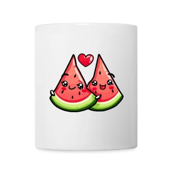 Wassermelone Paar Liebe Herz Comic - Tasse - Weiß - Vorne