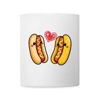 Hotdog Paar Liebe Herz Comic - Tasse - Weiß - Vorne