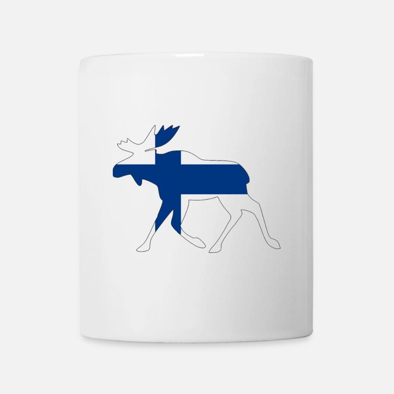 Finnland Elch mit Flagge in Silhouette - Tasse - Weiß