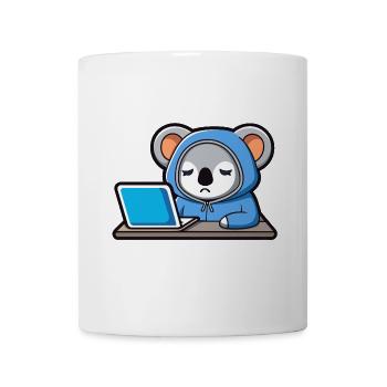 Niedlicher Hacker Koala schläft im Hoodie vorm PC - Tasse - Weiß - Vorne