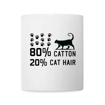 80% Catton 20% Cat Hair funny Cats Sayings - Mug - white - Front