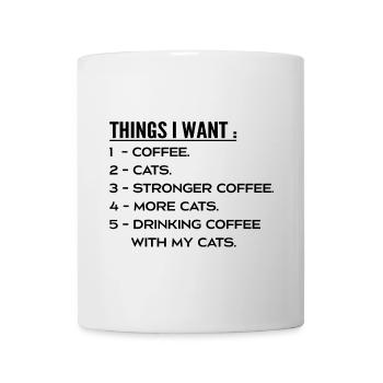 Dinge, die ich will Kaffee und Katzen - I Like Cats Coffee - Tasse - Weiß - Vorne