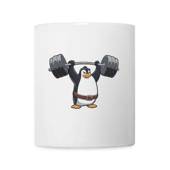 Strong Penguin Workout Dumbbell Comic Style - Mug - white - Front