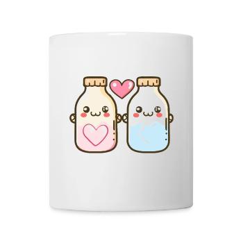 Milch Paar Liebe Herz Comic - Tasse - Weiß - Vorne