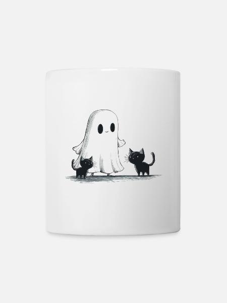 Geist Schwarze Katzen Halloween Geist - Tasse - Weiß