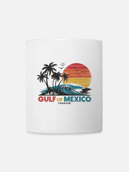 Golf von Mexiko – Retro Strand & Wellen - Tasse - Weiß
