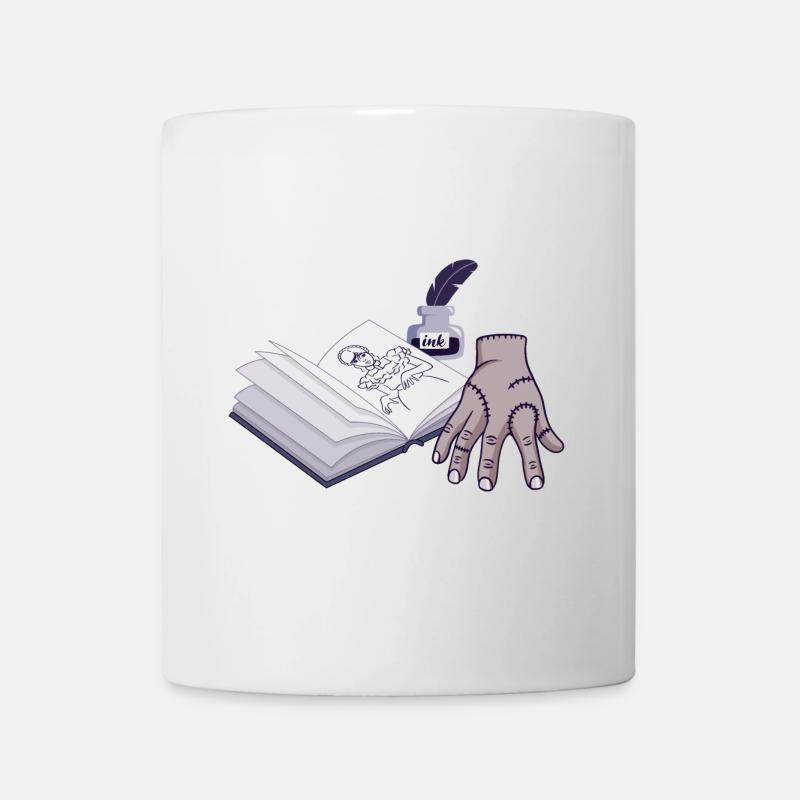 Zombie Hand mit aufgeschlagenem Buch - Tasse - Weiß