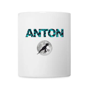 ANTON - Beautiful boy name with dinosaur - Mug - white - Front
