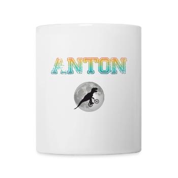 ANTON - Beau prénom de garçon avec dinosaure - Mug blanc - blanc - Devant