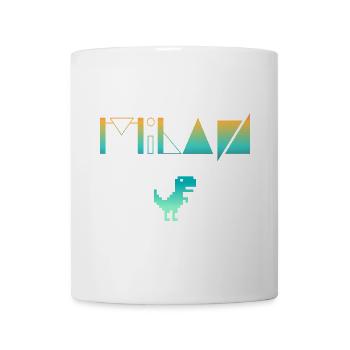 MILAN - Schöner Jungen Name mit Dinosaurier - Tasse - Weiß - Vorne