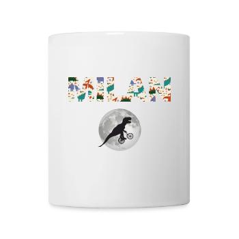 MILAN - Schöner Jungen Name mit Dinosaurier - Tasse - Weiß - Vorne