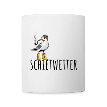 Möwe - Schietwetter - Nordsee - Geschenk - Tasse - Weiß - Vorne