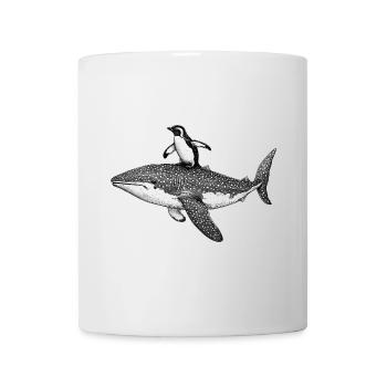Penguin surfs whale shark - Mug - white - Front