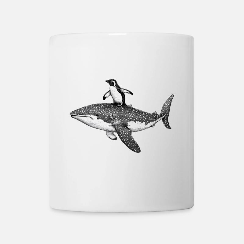 Pingouin, surf, requin-baleine - Mug blanc - blanc