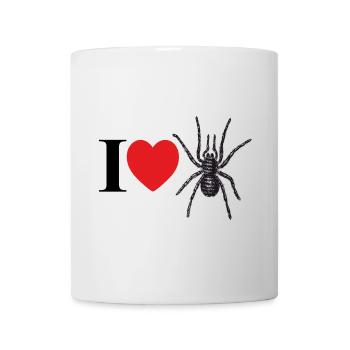 J’adore les araignées avec un cœur et une silhouette d’araignée - Mug blanc - blanc - Devant