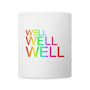 "Well-well-well" lettering rainbow colors - Mug - white - Front