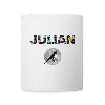 JULIAN - Schöner Jungen Name mit Dinosaurier - Tasse - Weiß - Vorne