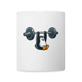 Lustiger Pinguin Fitness Hantel Cartoon Design - Tasse - Weiß - Vorne