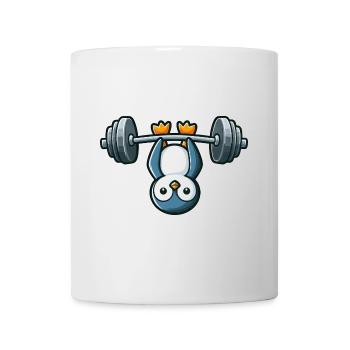drôle pingouin fitness haltérophilie dessin animé - Mug blanc - blanc - Devant