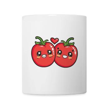 Tomate Couple Amour Coeur Bande Dessinée - Mug blanc - blanc - Devant