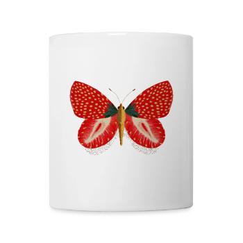 Graphique Vintage Papillon Fraise - Mug blanc - blanc - Devant