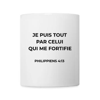 PHILIPPIENS 4:13 - VERSET BIBLE - Couleur noire - Mug blanc - blanc - Devant