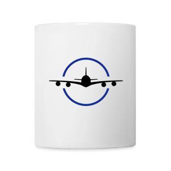 ★ Les couleurs de conception peuvent être modifiées ★ Avion de face, cercle - Mug blanc - blanc - Devant