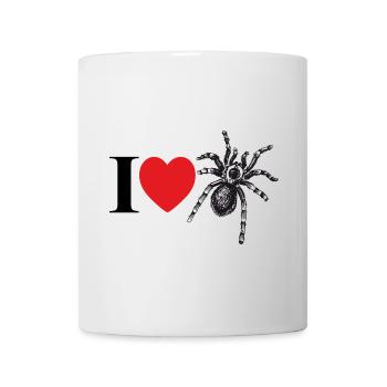 J’adore les araignées avec un cœur et une silhouette d’araignée - Mug blanc - blanc - Devant