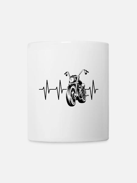 chopper Herzschlag Puls Motorrad Freiheit Symbol - Tasse - Weiß