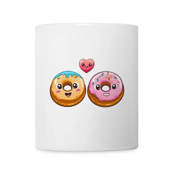 Beignets Couple Amour Coeur Bande Dessinée - Mug blanc - blanc - Devant