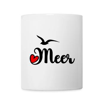 Meer mit Herz und Möwe - schwarz - Tasse - Weiß - Vorne