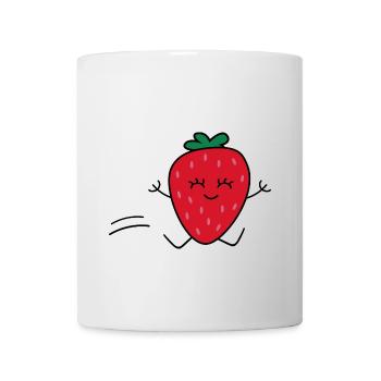 Fröhliche Erdbeere - Tasse - Weiß - Vorne