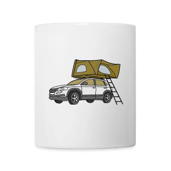 Car with roof tent - Mug - white - Front