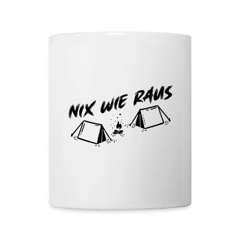 Nix wie raus Zelten Wandern Trekking Bergsteigen - Tasse - Weiß - Vorne