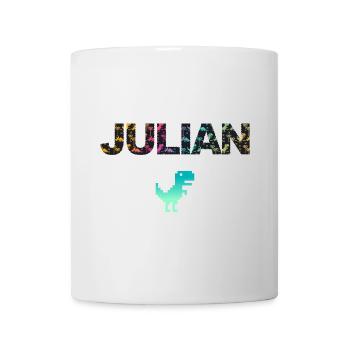 JULIAN - Schöner Jungen Name mit Dinosaurier - Tasse - Weiß - Vorne