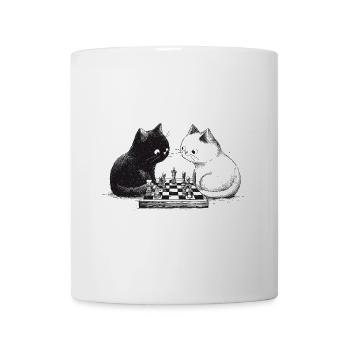 Zwei Katzen spielen Schach - Tasse - Weiß - Vorne