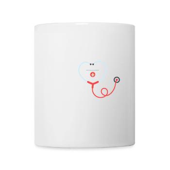 Nurse heartbeat stethoscope - Mug - white - Front
