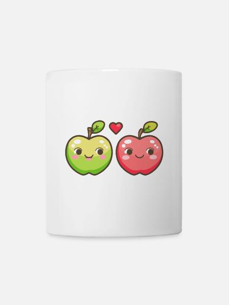 Apfel Paar Liebe Herz Comic - Tasse - Weiß