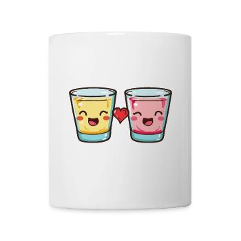 Tequila Shots Kurze Paar Herz Comic - Tasse - Weiß - Vorne