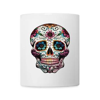 Mexikanischer dekorativer Schädel - Tasse - Weiß - Vorne